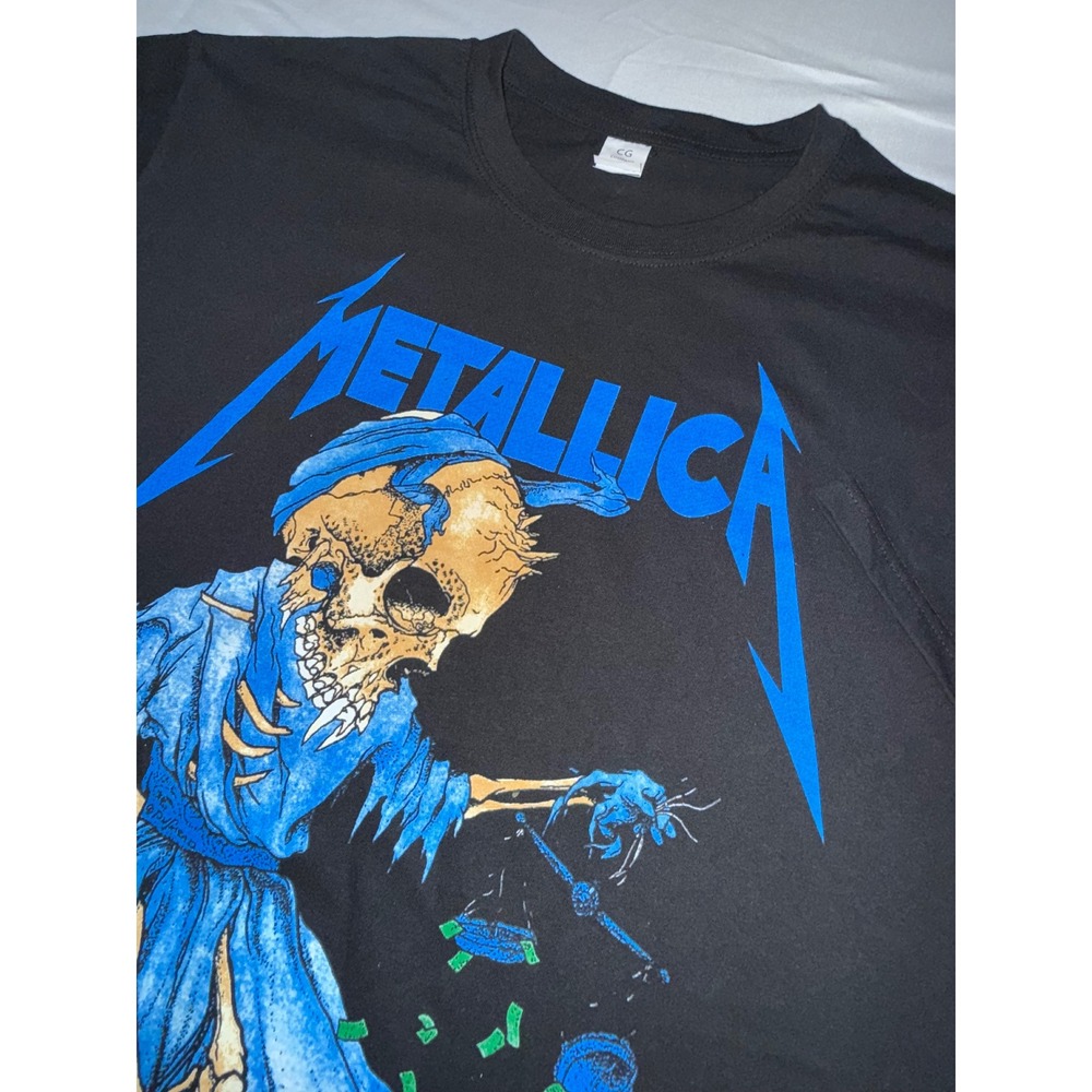 Metallica Their Money Tips Her Scales Again Graphic T-Shirt Black Mens Large L